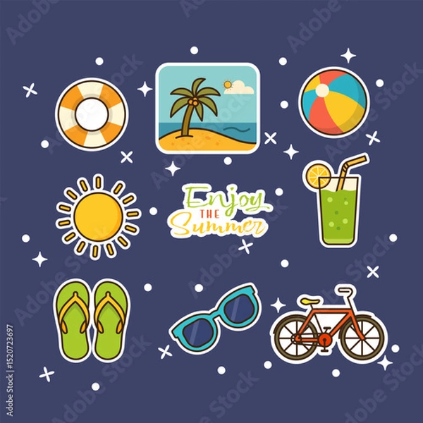 Obraz Summer sticker set elements