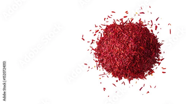 Obraz saffron thread in the wooden plate, isolated on the white background.