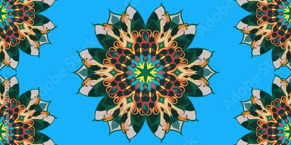 Fototapeta Modern Islamic mandala background for social media post and banner background design, Islamic trendy post template, colorful mandala design use to any useful design element