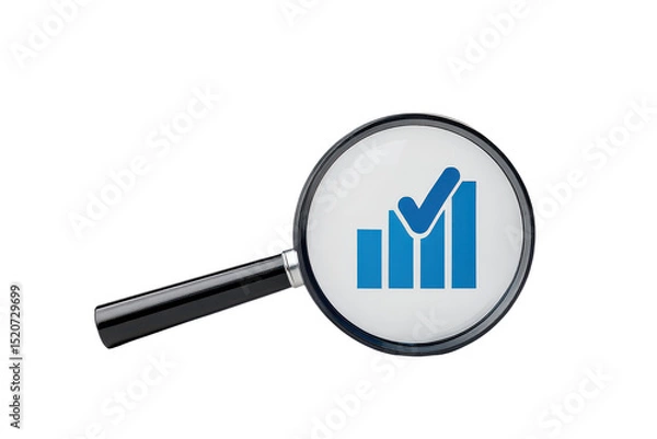 Fototapeta Data analysis icon in magnifier, isolated on transparent background