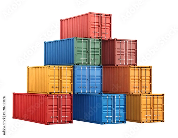 Obraz Colorful shipping containers stacked in a pyramid