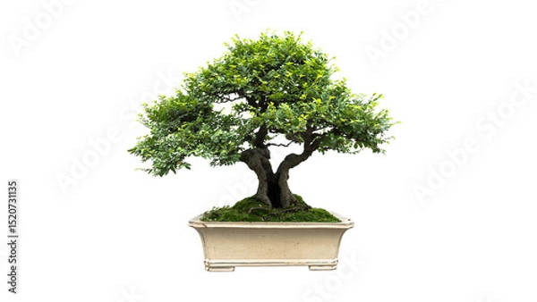 Obraz a bonsai tree with white background. 