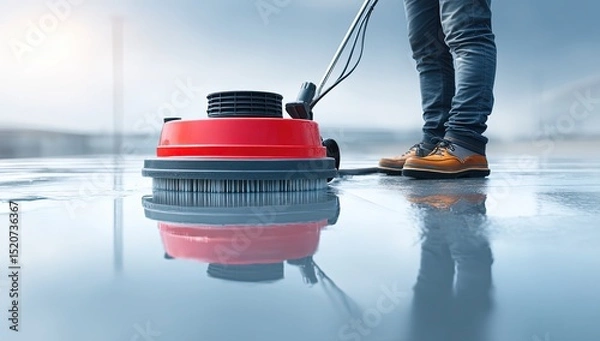 Obraz Floor Cleaning Machine in Action