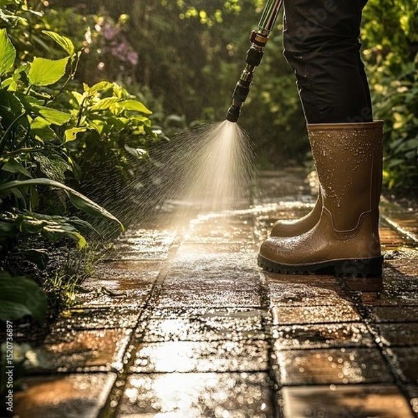 Obraz Washing Pavement with Water Spray