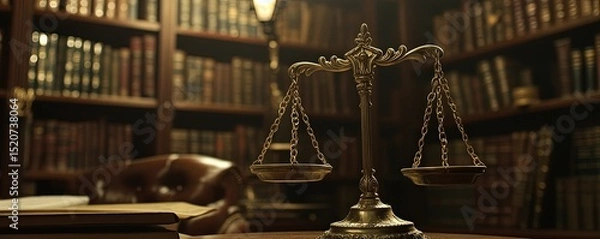 Obraz Scales of Justice in a Library Setting