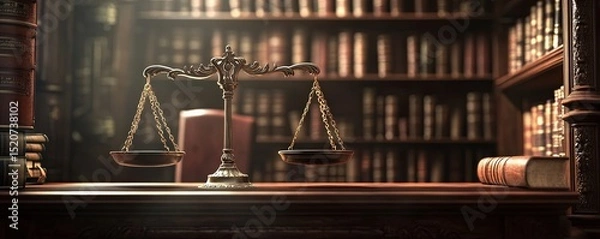Obraz Scales on Desk in Library