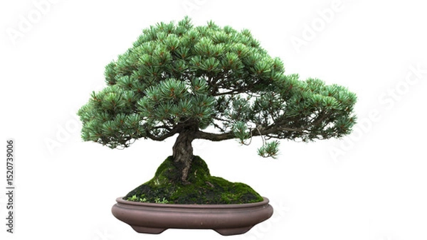 Obraz A small bonsai tree in a ceramic pot isolated on a white background.