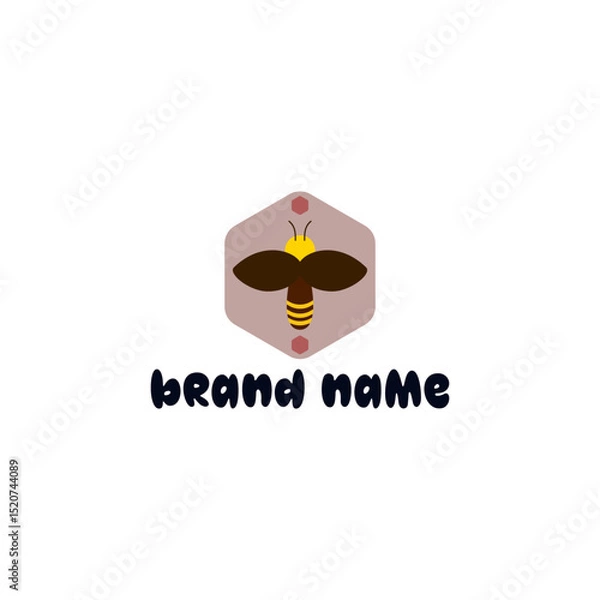 Fototapeta ILLUSTRATION SIMPLE BEE ABSTRACT LOGO ICON BROWN YELLOW COLOR DESIGN VECTOR