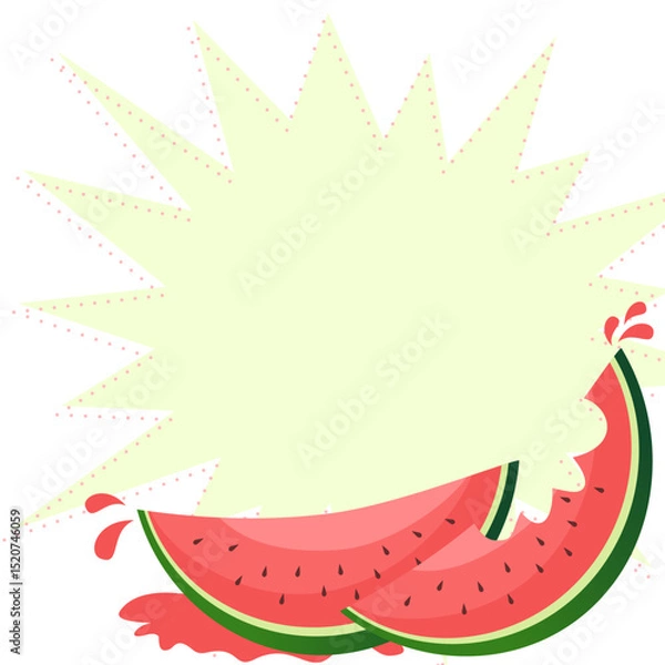 Fototapeta freshness watermelon and splashes, copy space for note paper.