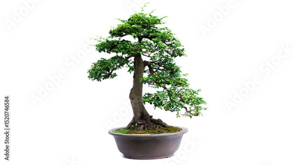 Obraz Chinese Pine Bonsai tree isolated on white background.