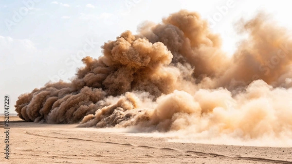 Obraz Smoke in earthy tones creates a soft haze like a light fog or a dusty cloud appearing as if from fine sand or soil this transparent PNG gives unique texture