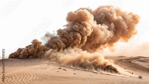 Fototapeta Smoke in earthy tones creates a soft haze like a light fog or a dusty cloud appearing as if from fine sand or soil this transparent PNG gives unique texture