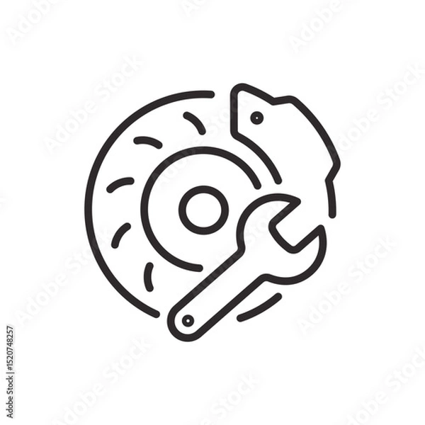 Obraz Car brake repair icon. Symbol of maintenance service. Vector illustration. Editable stroke.