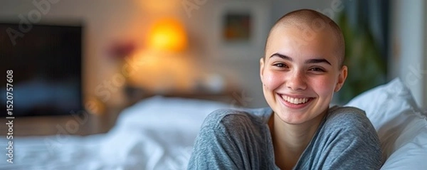 Obraz Bald Woman Smiling Indoors