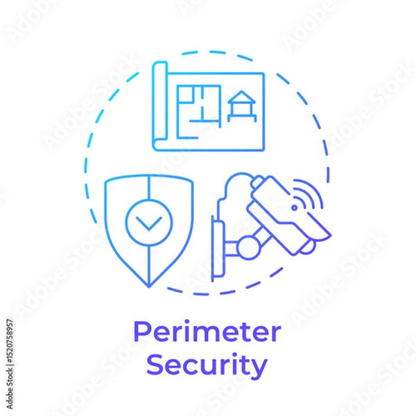 Obraz Perimeter security blue gradient concept icon. Component of physical protection system. Boundaries safety. Round shape line illustration. Abstract idea. Graphic design. Easy to use in booklet