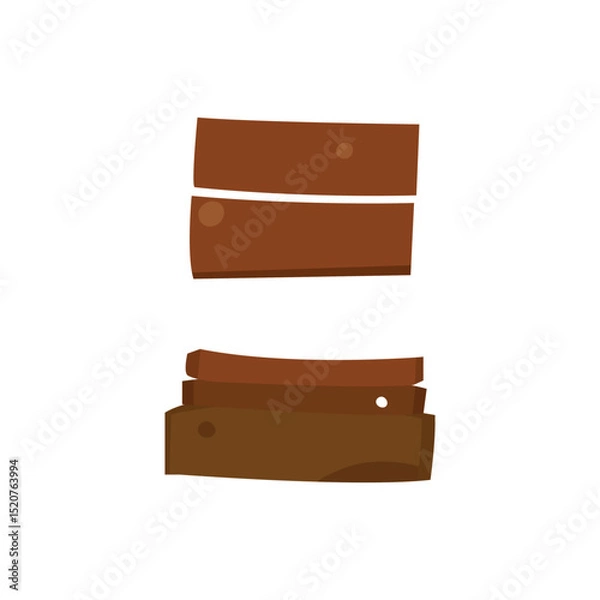 Obraz Cartoon wooden planks set. Rustic timber boards in flat style, on white background.