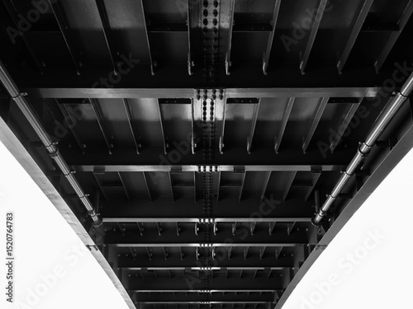 Obraz Bridge construction Metal work structure Industry Architecture details black and white