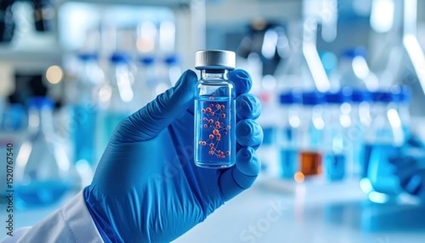 Fototapeta Vial of Microscopic Organisms: Scientific Research