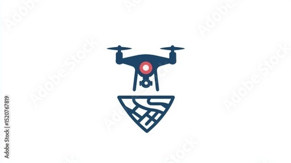 Fototapeta Drone pin icon shows a spot, place, or way for drone use. Simple line design for websites and apps. Top quality symbol.
