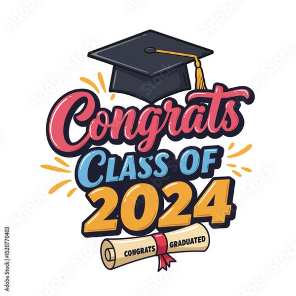Fototapeta Class of 2026 - Typography. black text isolated white background. Vector illustration of a graduating class of 2026. graphics elements for t-shirts, and the idea for the sign