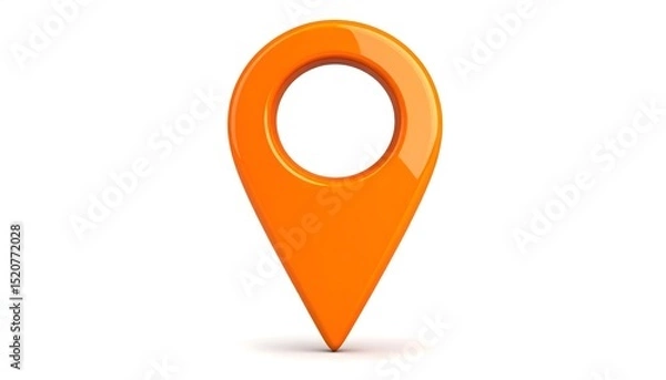 Obraz 3D orange map pin icon, glossy surface, minimal design