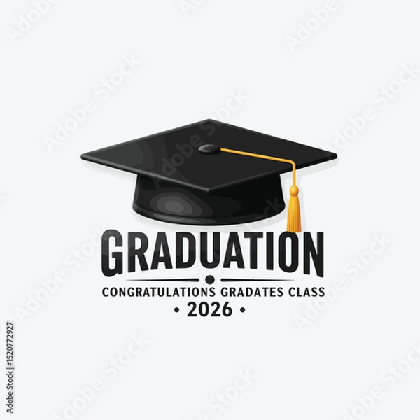 Fototapeta Class of 2026 - Typography. black text isolated white background. Vector illustration of a graduating class of 2026. graphics elements for t-shirts, and the idea for the sign