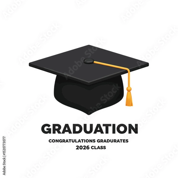 Fototapeta Class of 2026 - Typography. black text isolated white background. Vector illustration of a graduating class of 2026. graphics elements for t-shirts, and the idea for the sign