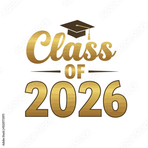 Fototapeta Class of 2026 - Typography. black text isolated white background. Vector illustration of a graduating class of 2026. graphics elements for t-shirts, and the idea for the sign