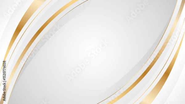 Obraz Elegant white-gray luxury curve background with gold lines. Abstract modern wallpaper. Suitable for templates, banners, covers, sales, events, awards, websites, pages and more