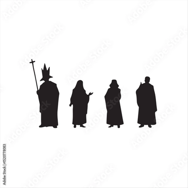 Fototapeta A simple, elegant D?a de todos los santos silhouette in a classic black and white vector style. Modern flat design aesthetic, two-dimensional shapes, set against a white background
