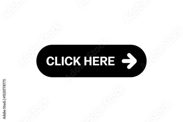 Fototapeta Black click here button with a right arrow icon