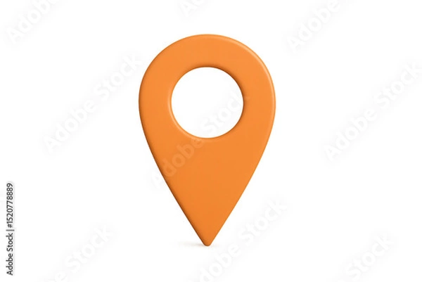 Obraz Glossy orange location pin marking precise point on transparent surface, indicating geographical position for digital navigation platforms