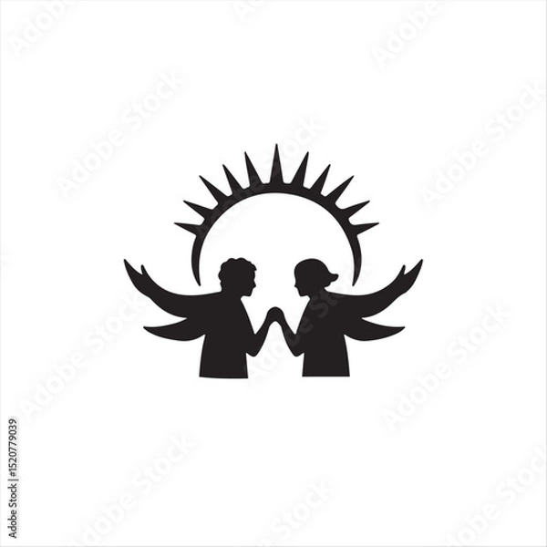 Fototapeta Elegant black and white vector logo for D?a de todos los santos.  The silhouette is created using geometric shapes and clean lines, set against a white background