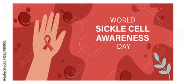 Fototapeta Visual World Sickle Cell Day Illustration with Blood Cells and DNA-03