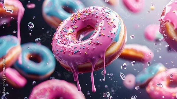 Fototapeta Donuts Seamless Pattern Sweet Yummy Bakery
