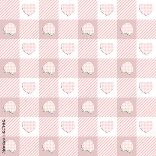 Fototapeta seamless pattern with pink peach and heart 