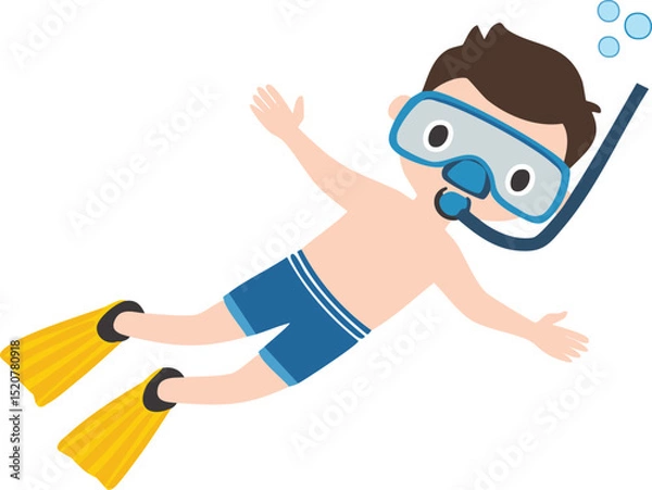 Obraz man with snorkeling equipment diving