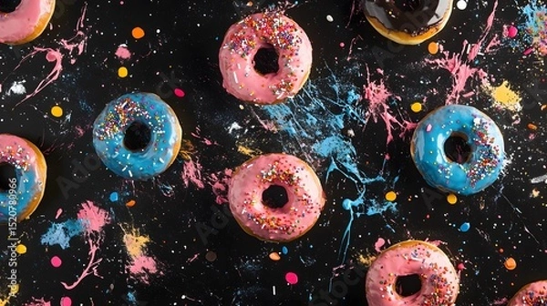 Fototapeta Donuts Seamless Pattern Sweet Yummy Bakery