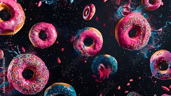 Fototapeta Donuts Seamless Pattern Sweet Yummy Bakery