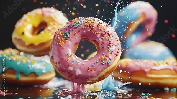 Fototapeta Donuts Seamless Pattern Sweet Yummy Bakery