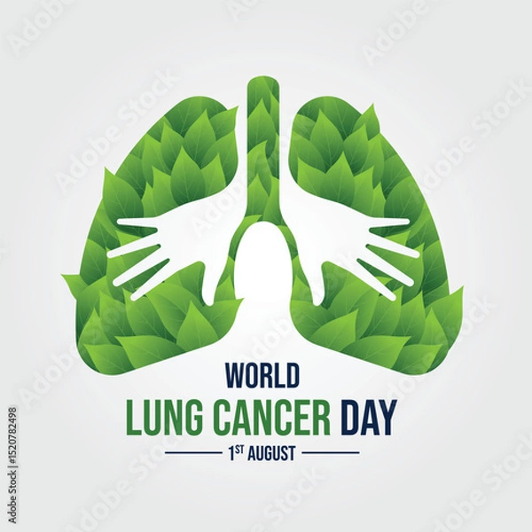 Fototapeta World Lung cancer day Green lung and hands shape with leaves texture vector design