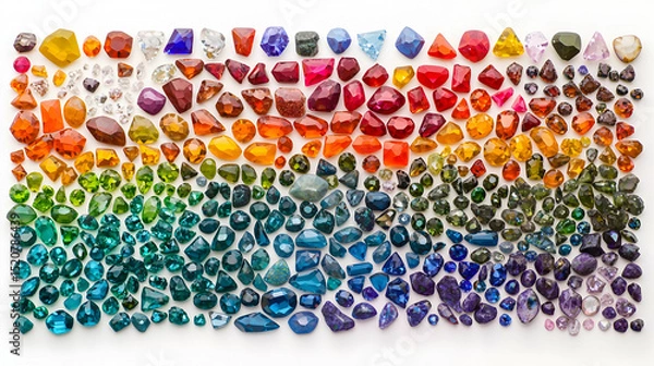 Fototapeta Colorful Gemstones Display On White Background
