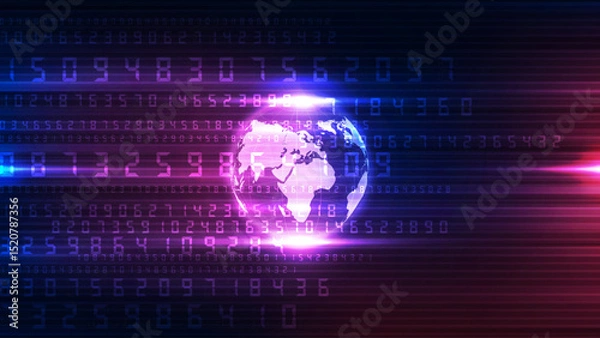 Fototapeta abstract future technology background with world globe and binary code vector illustration