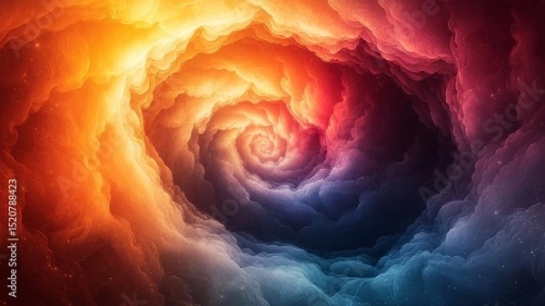 Obraz Vibrant Cosmic Swirl: A mesmerizing spiral of colorful clouds in deep space, evoking wonder and exploration, perfect for sci-fi or inspirational themes.