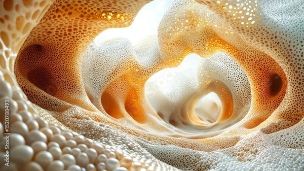Obraz Abstract organic forms with soft textures and warm hues, creating a mesmerizing underwater-like atmosphere for creative and commercial use.