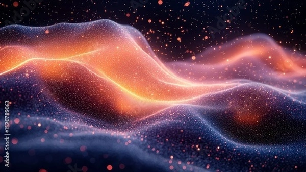 Obraz Abstract glowing waves with vibrant orange and blue hues, creating a dynamic and immersive visual experience, perfect for tech and creative projects.