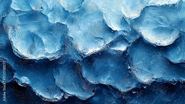 Obraz Close-up of textured ice formations in vibrant blue hues, capturing the beauty of natures frozen artistry for winter-themed designs.