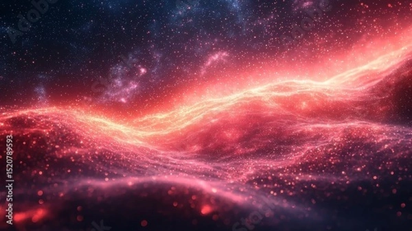 Obraz Vibrant cosmic waves of red and blue light, creating a mesmerizing galaxy backdrop, perfect for sci-fi themes and digital art projects.