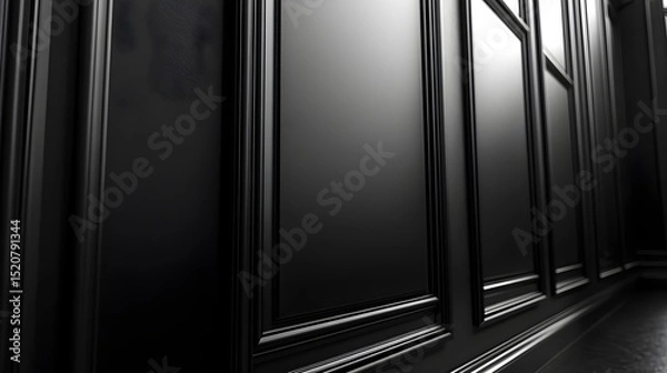 Fototapeta A close-up of a modern office building interior reveals a wooden door, invitingly open to a room with a sleek office chair