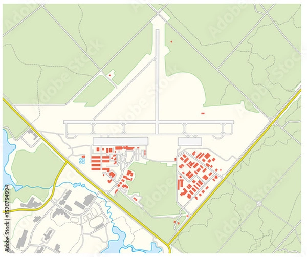 Obraz detailed topographic vector map of a fictitious airport